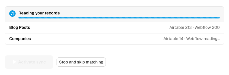 Whalesync reads every record from both apps before matching.